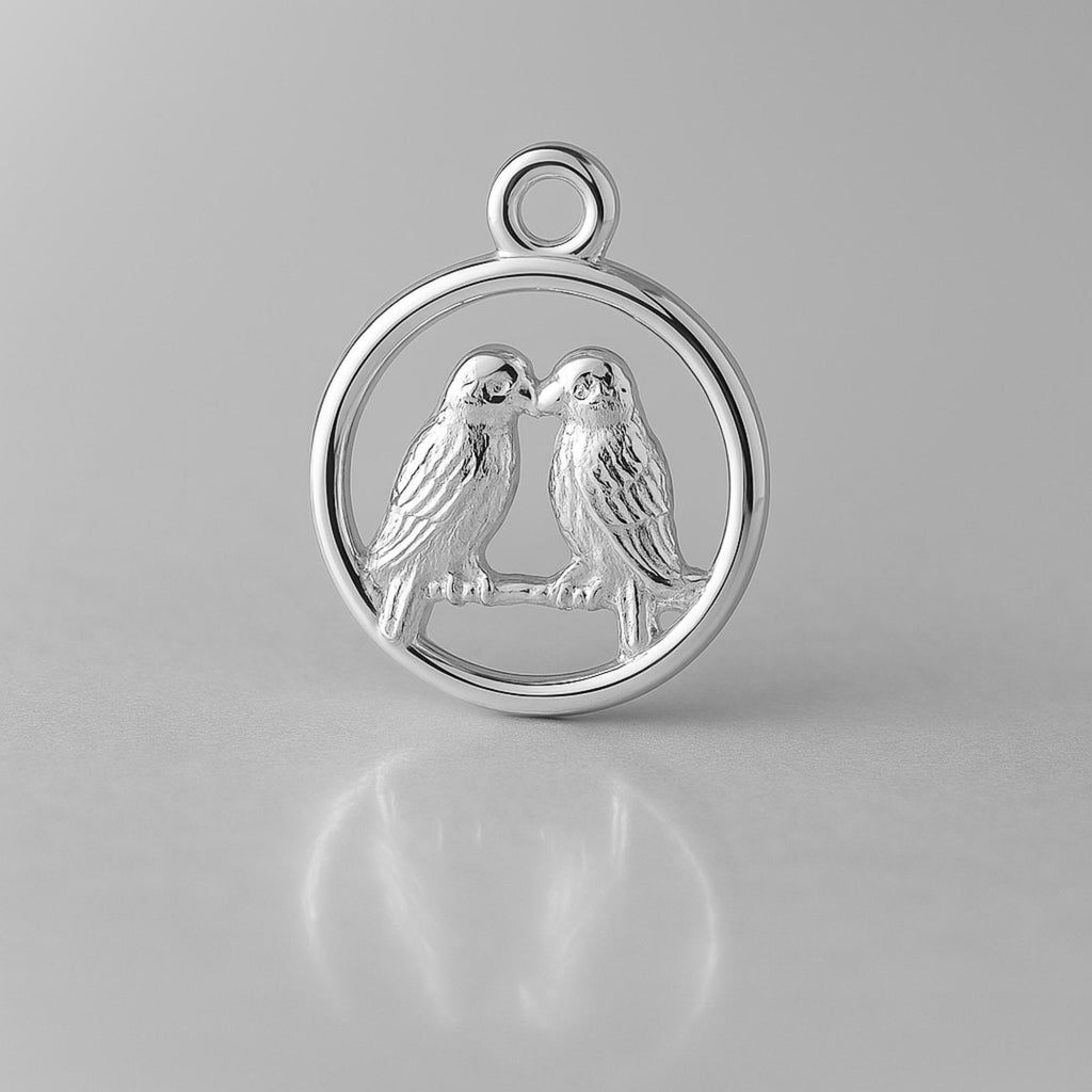 925 Sterling Silver - Lovebirds Amulet Charm