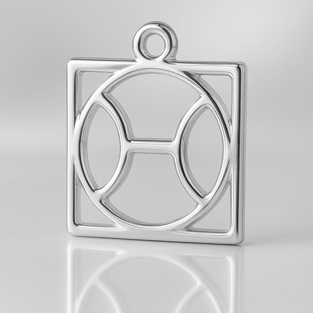 999 Pure Silver - Pisces Zodiac Square Charm