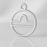 925 Sterling Silver - Libra Zodiac Round Charm