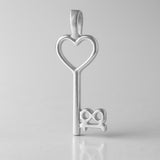 999 Pure Silver - 18 Heart Key Charm