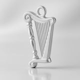 940 Argentium Silver - Elegant Scroll Harp Charm