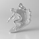 999 Pure Silver - Wave Rider Surfer Charm