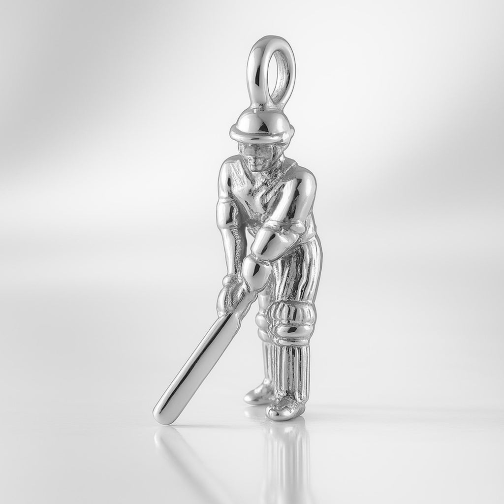 940 Argentium Silver - Cricket Batsman Charm