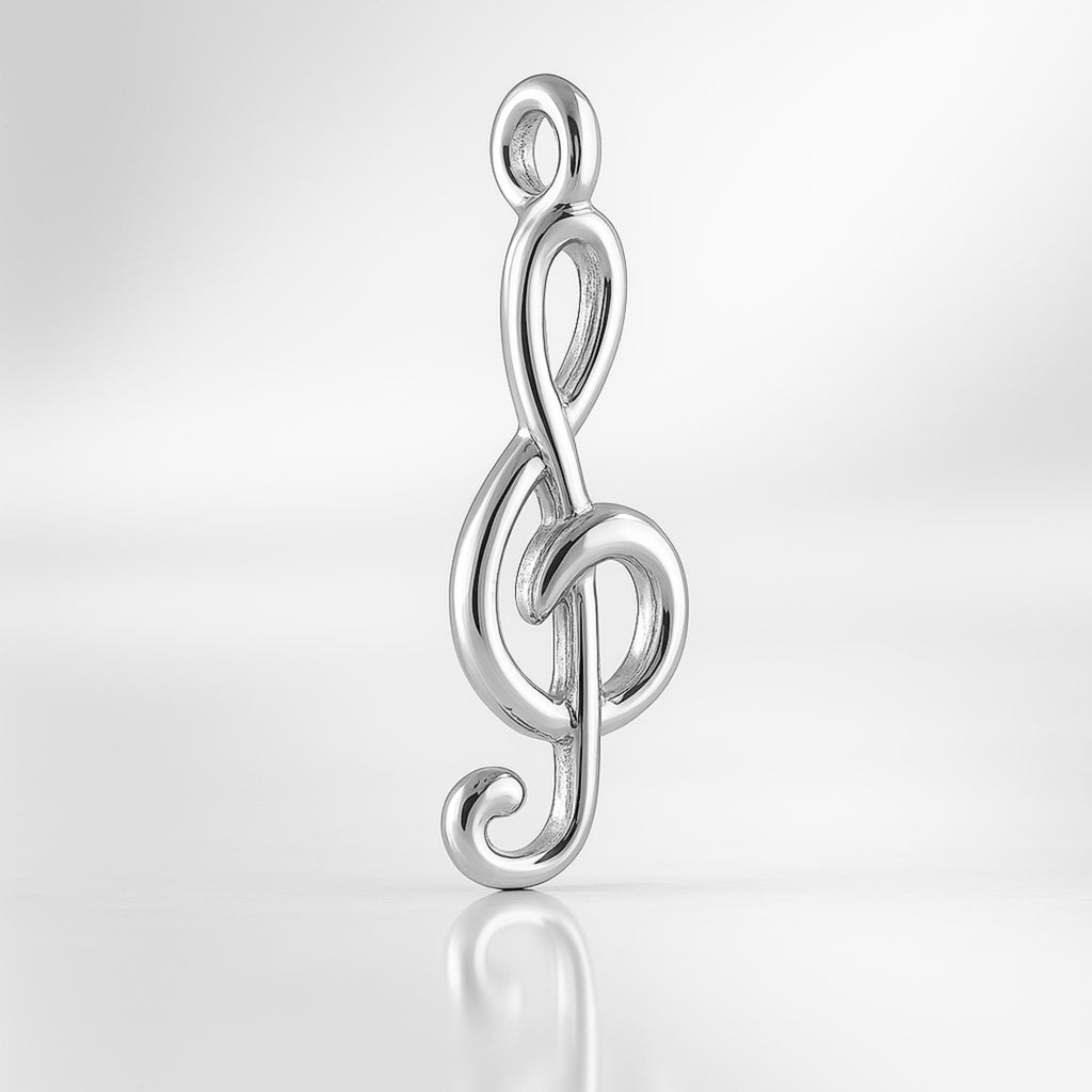 925 Sterling Silver - Sculpted Treble Clef Charm