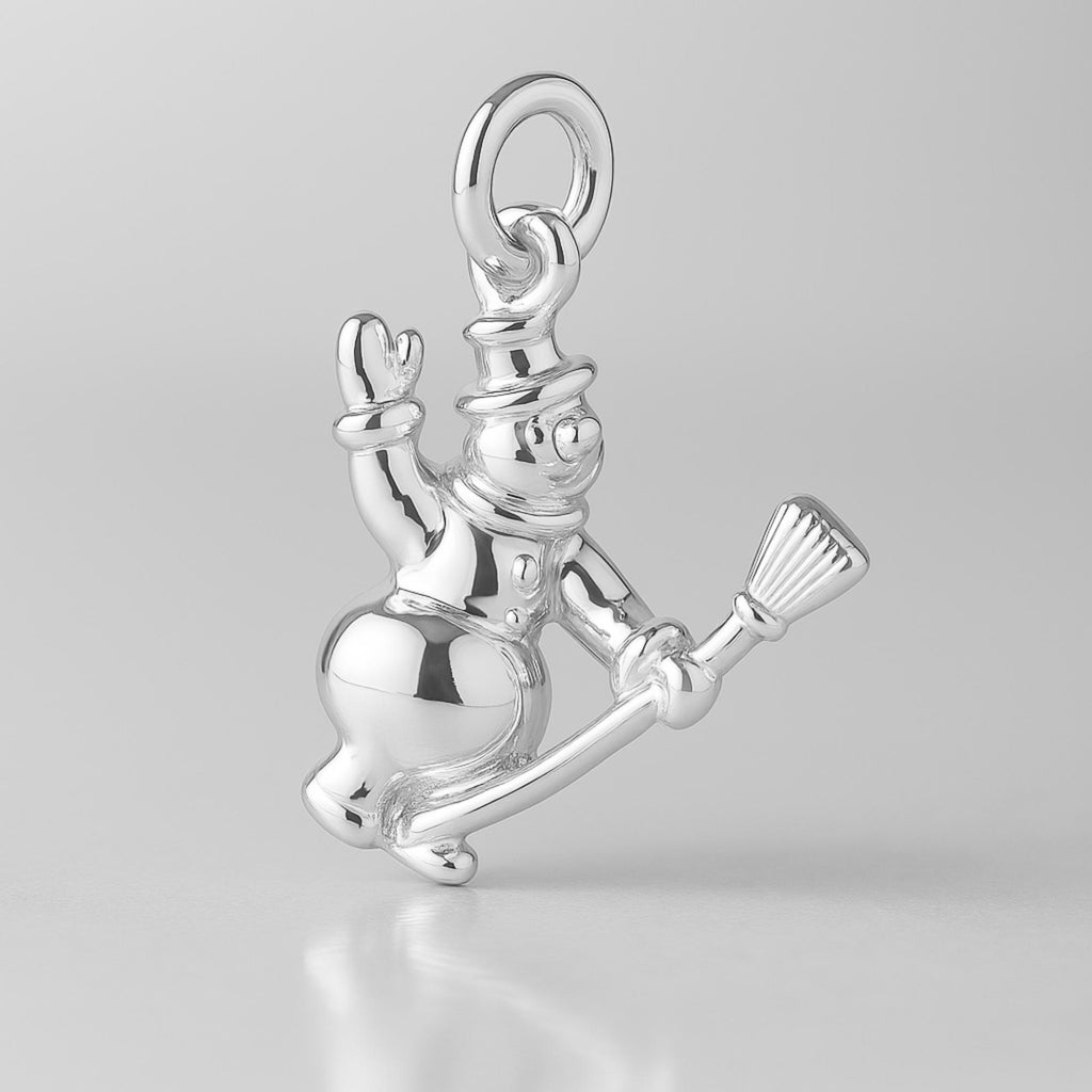 925 Sterling Silver - Flying Snowman Charm