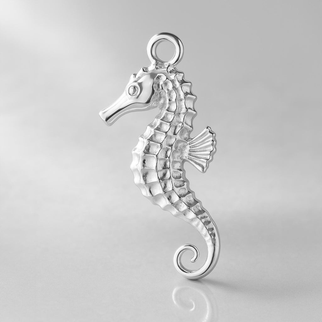 925 Sterling Silver - Scaled Seahorse Charm