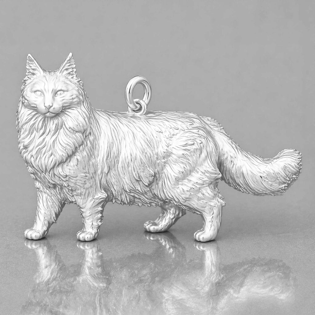 940 Argentium Silver - Norwegian Forest Cat Charm