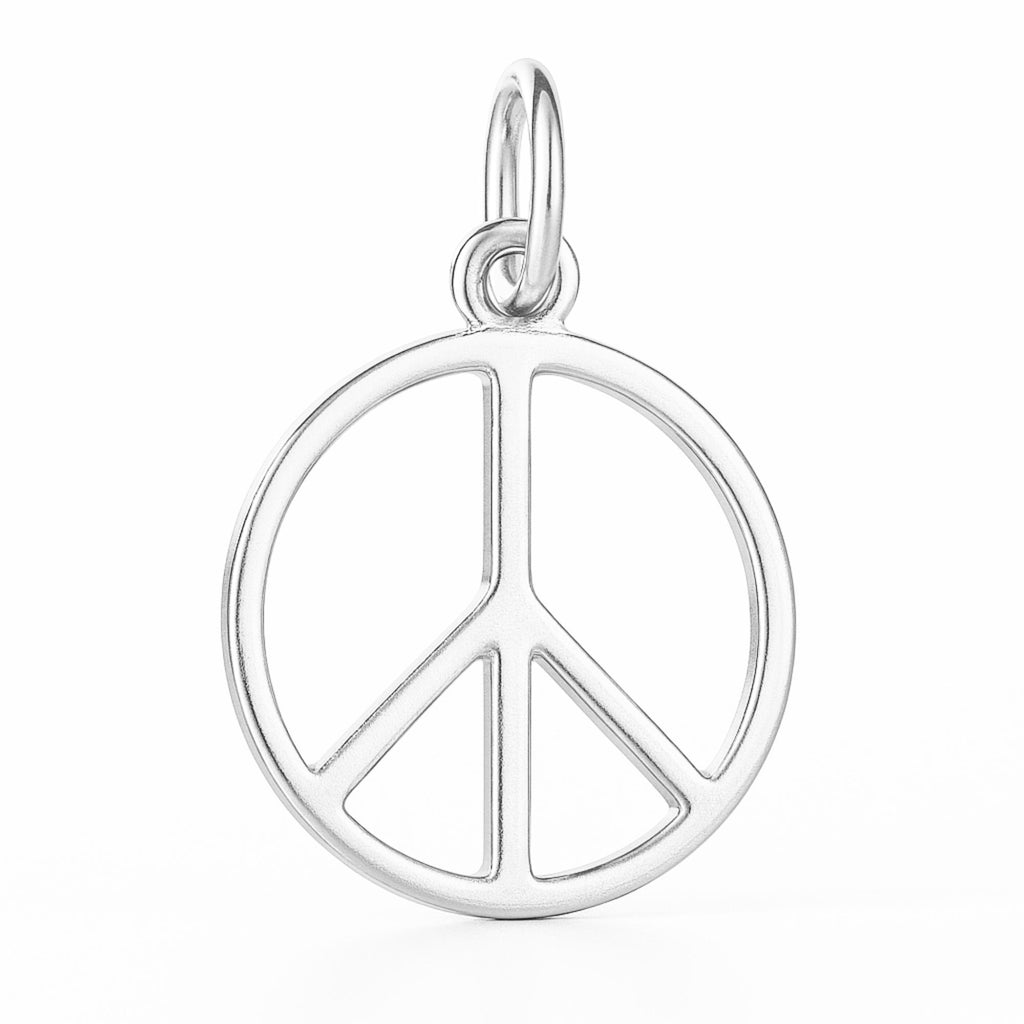 925 Sterling Silver - Openwork Peace Symbol Charm