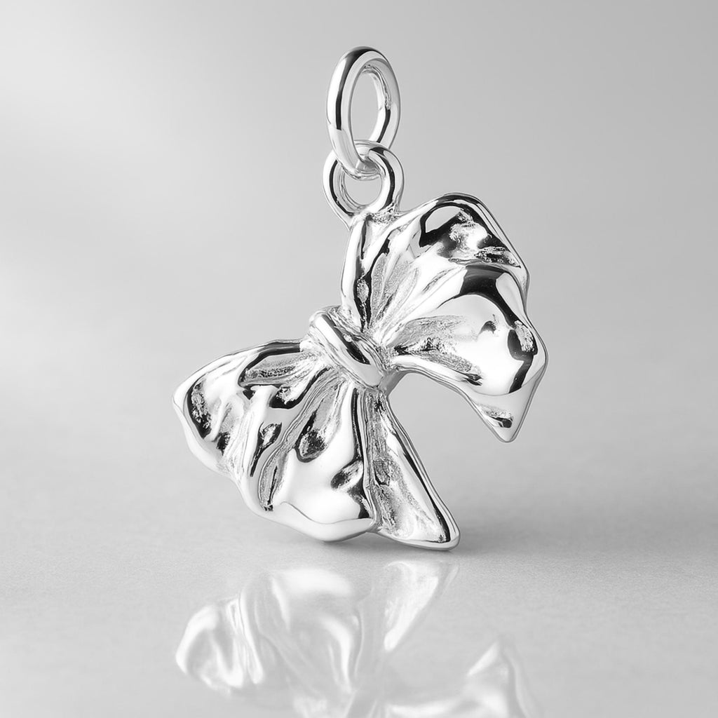 925 Sterling Silver - Ribbon Bow Charm