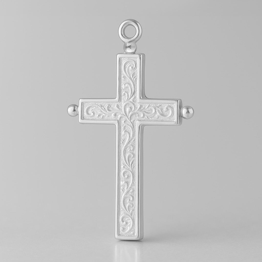 999 Pure Silver - Embossed Ball Tip Crucifix Charm