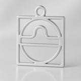 925 Sterling Silver - Libra Zodiac Square Charm