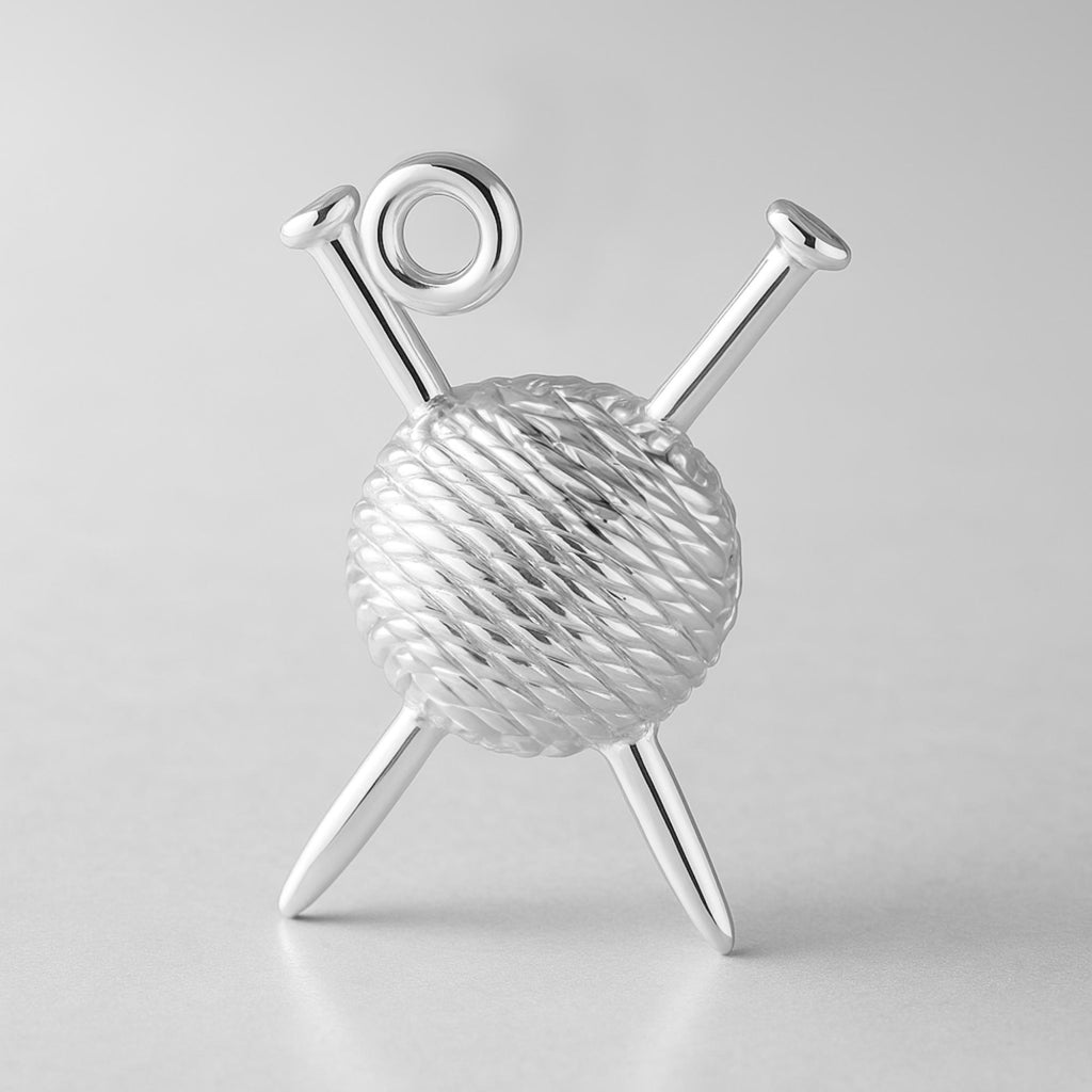 940 Argentium Silver - Sewing Ball and Yarn Charm