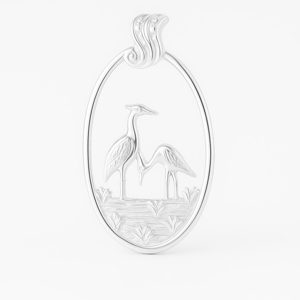 940 Argentium Silver - Wetlands Crane Birds Charm