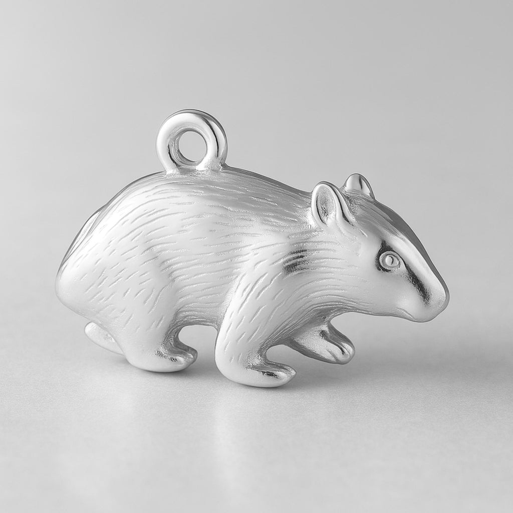 925 Sterling Silver - Hairy Wombat Charm