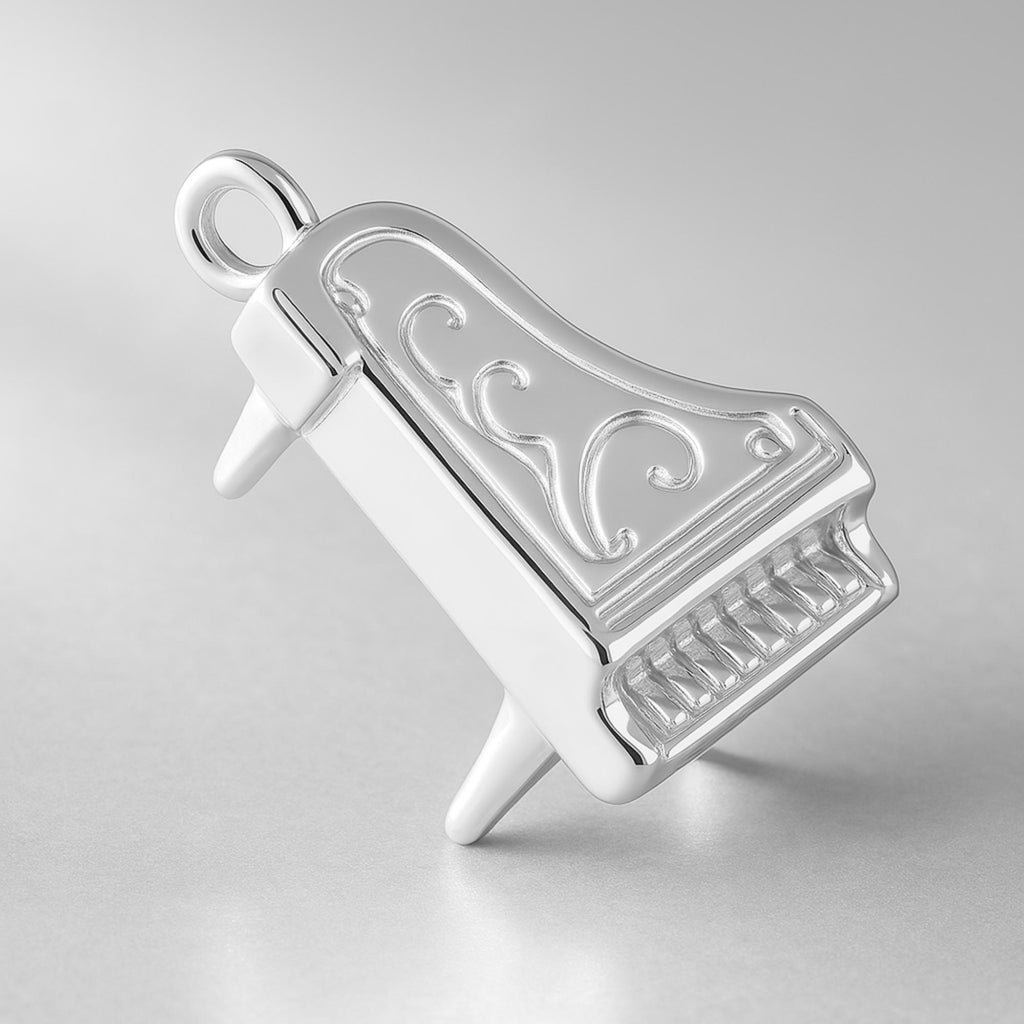 925 Sterling Silver - Ornate Grand Piano Charm