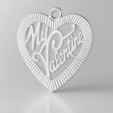 940 Argentium Silver - My Valentine Fluted Heart Charm