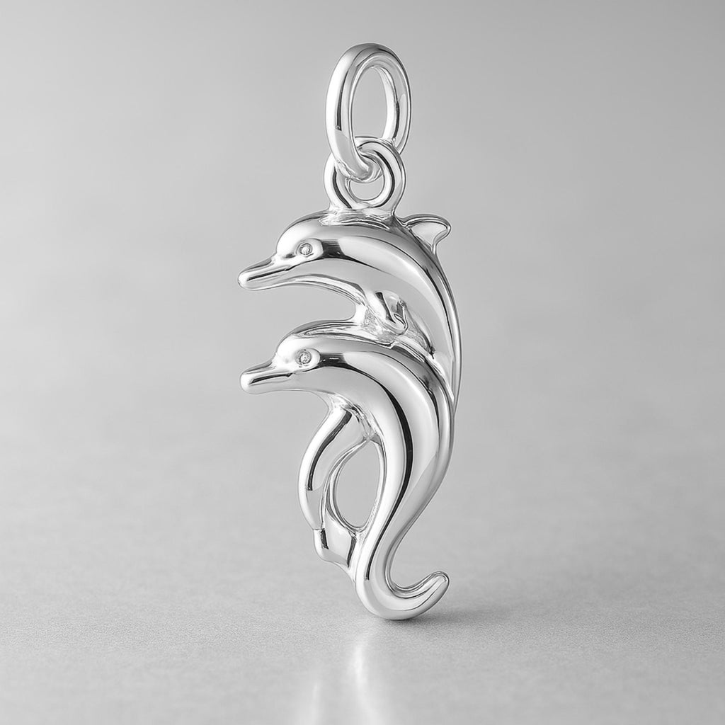 940 Argentium Silver - Twin Dolphins Charm