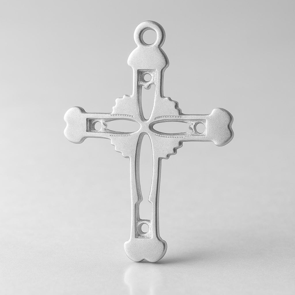 999 Pure Silver - Ornate Open Crucifix Charm