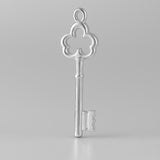 925 Sterling Silver - Ornate Clover Castle Key Charm