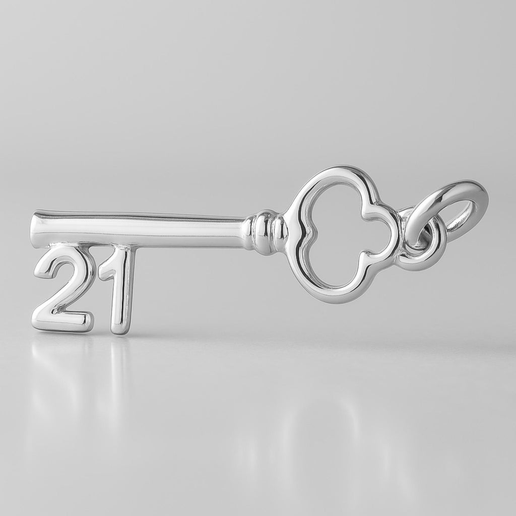 940 Argentium Silver - 21 Clover Castle Key Charm