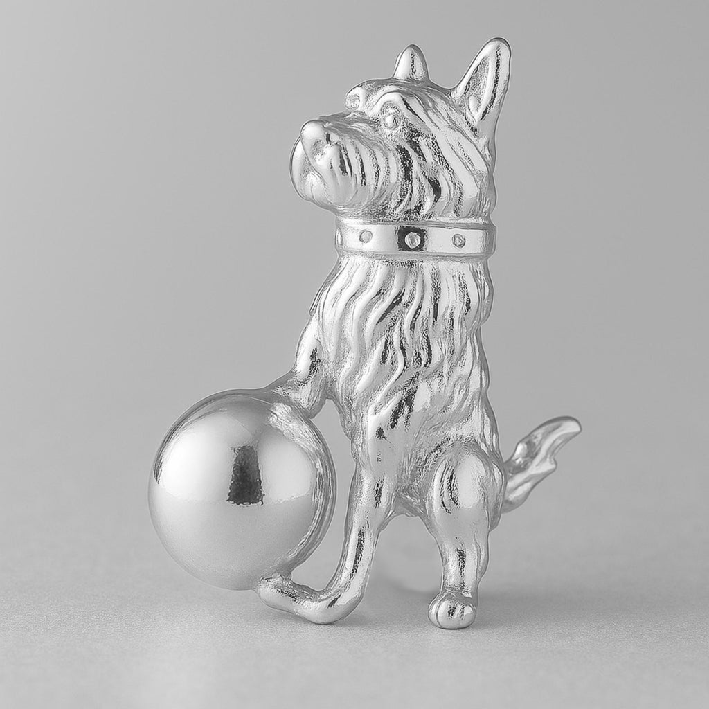 940 Argentium Silver - Playful Yorkshire Terrier Dog Charm
