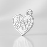 925 Sterling Silver - I Love U Heart Charm