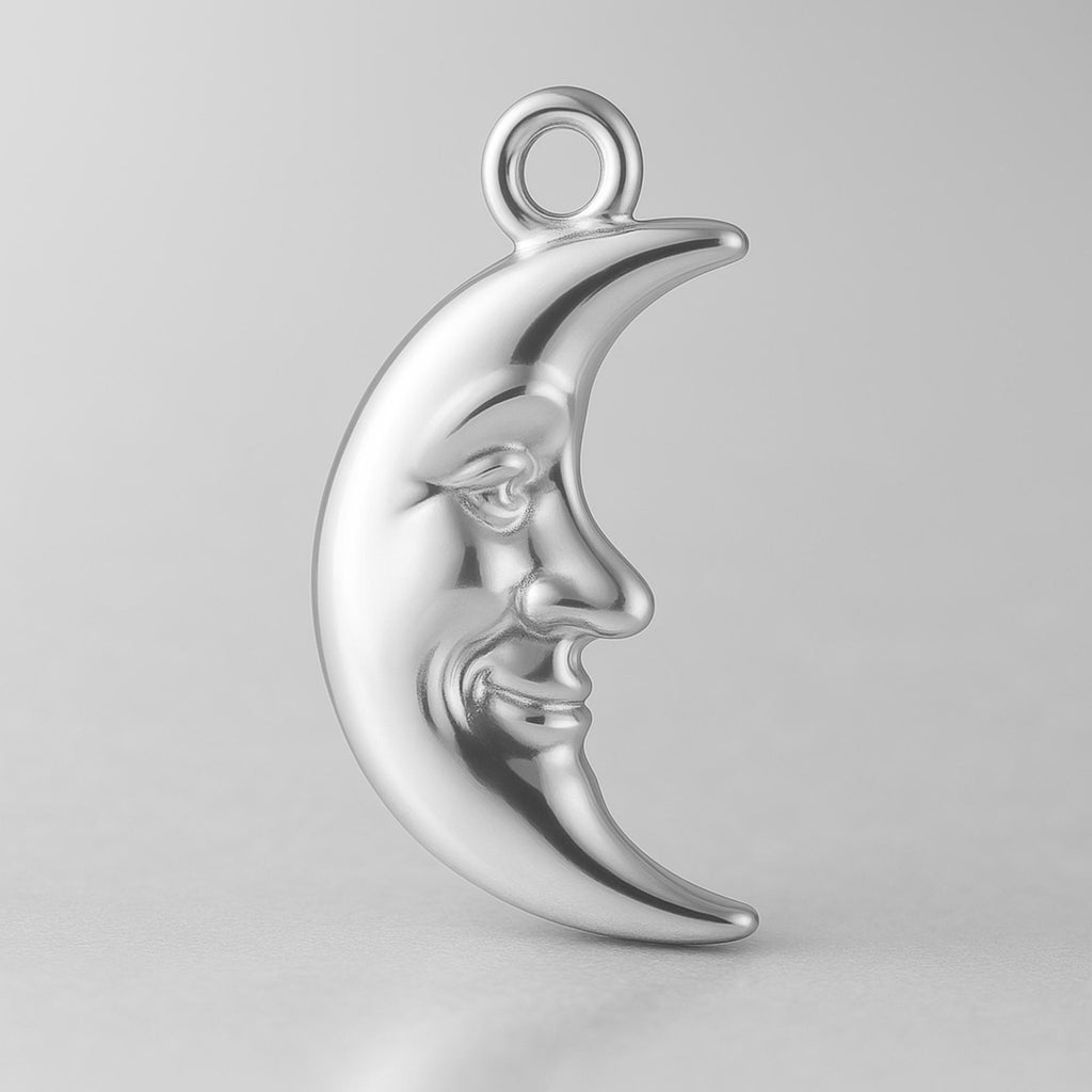 999 Pure Silver - Happy Crescent Moon Charm