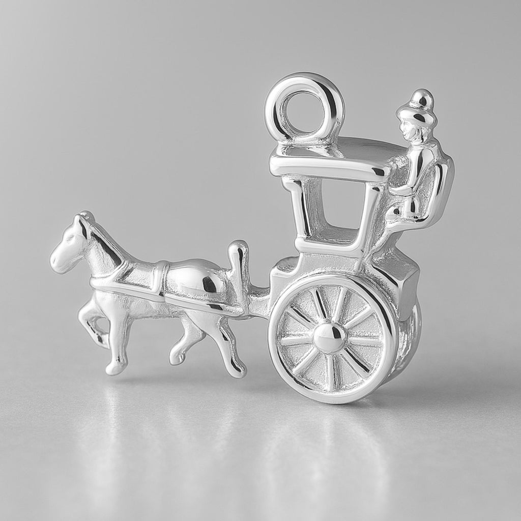 925 Sterling Silver - Horse Drawn Carriage Charm
