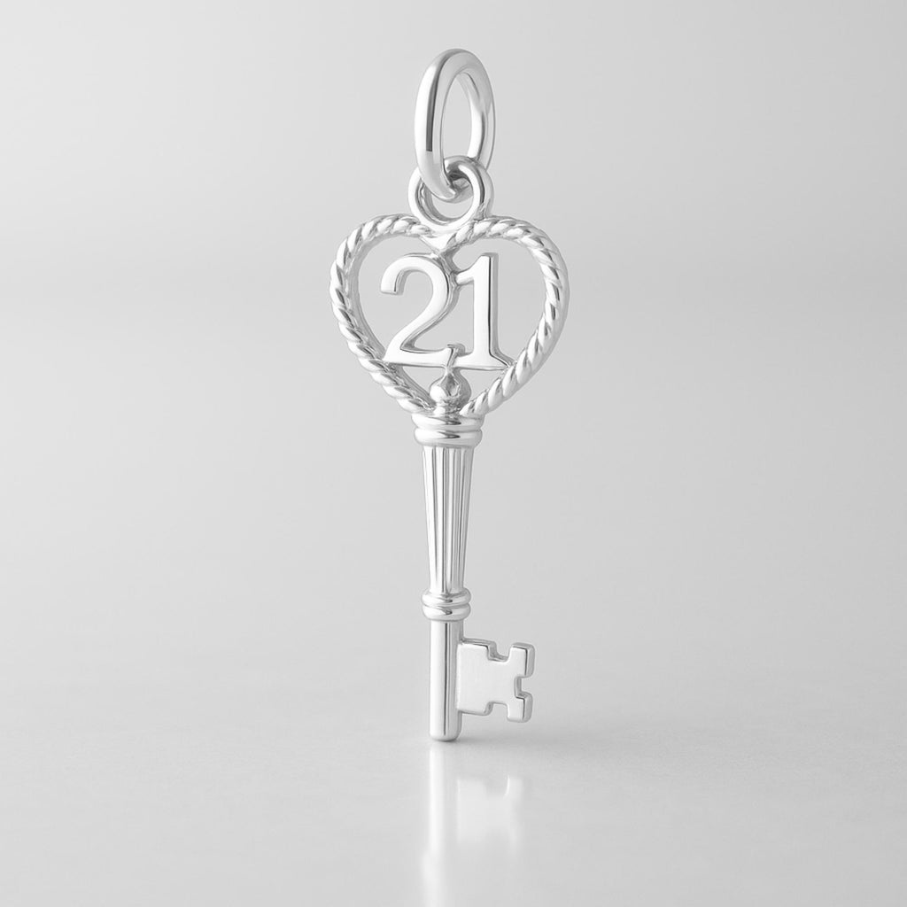 925 Sterling Silver - 21 Wreath Castle Key Charm