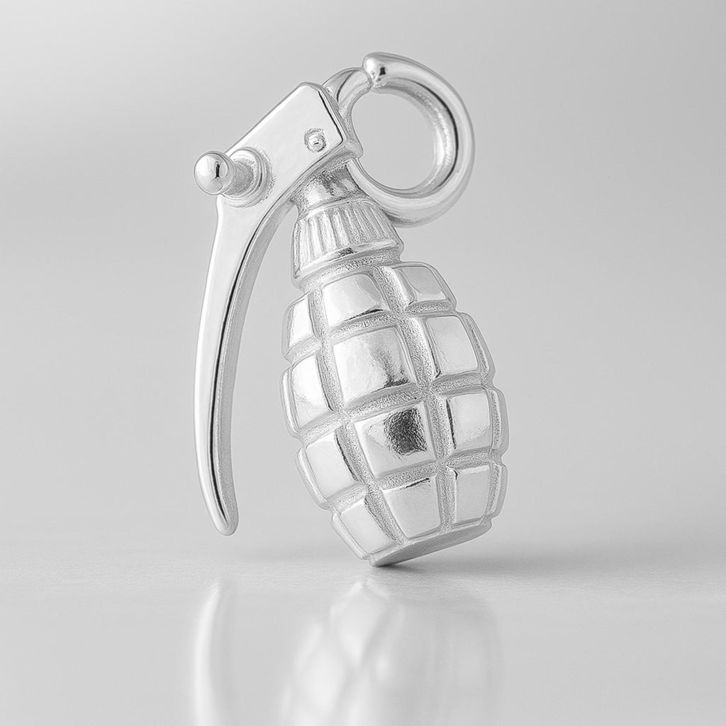 925 Sterling Silver - Hand Grenade Charm