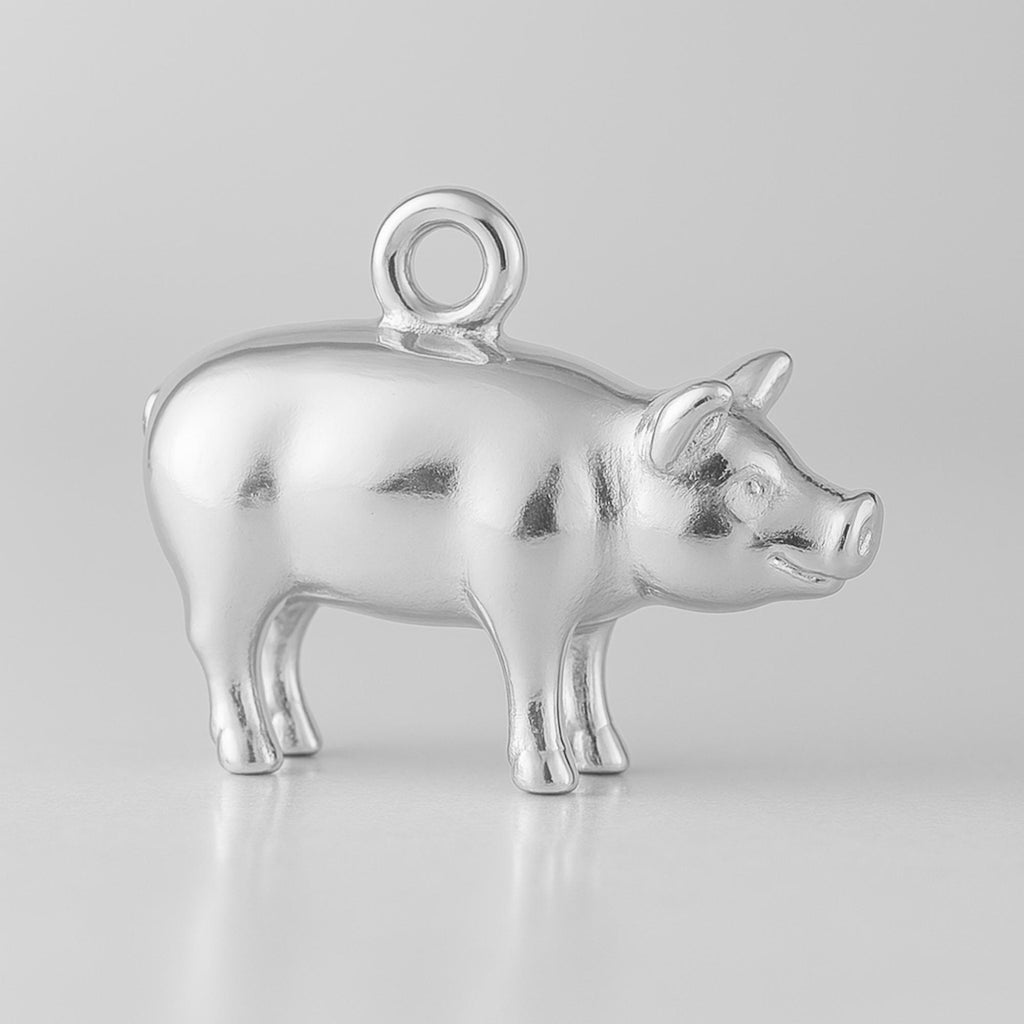 940 Argentium Silver - Farmyard Pig Charm