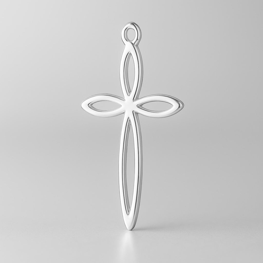 999 Pure Silver - Marquise Petal Crucifix Charm