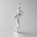 940 Argentium Silver - Thinking Man Bodybuilder Pose Charm