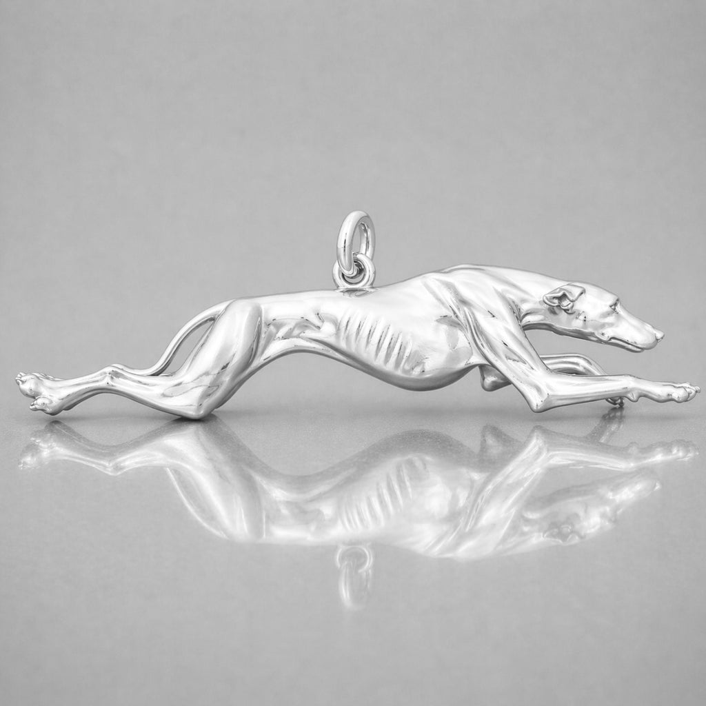 925 Sterling Silver - Running Greyhound Dog Charm