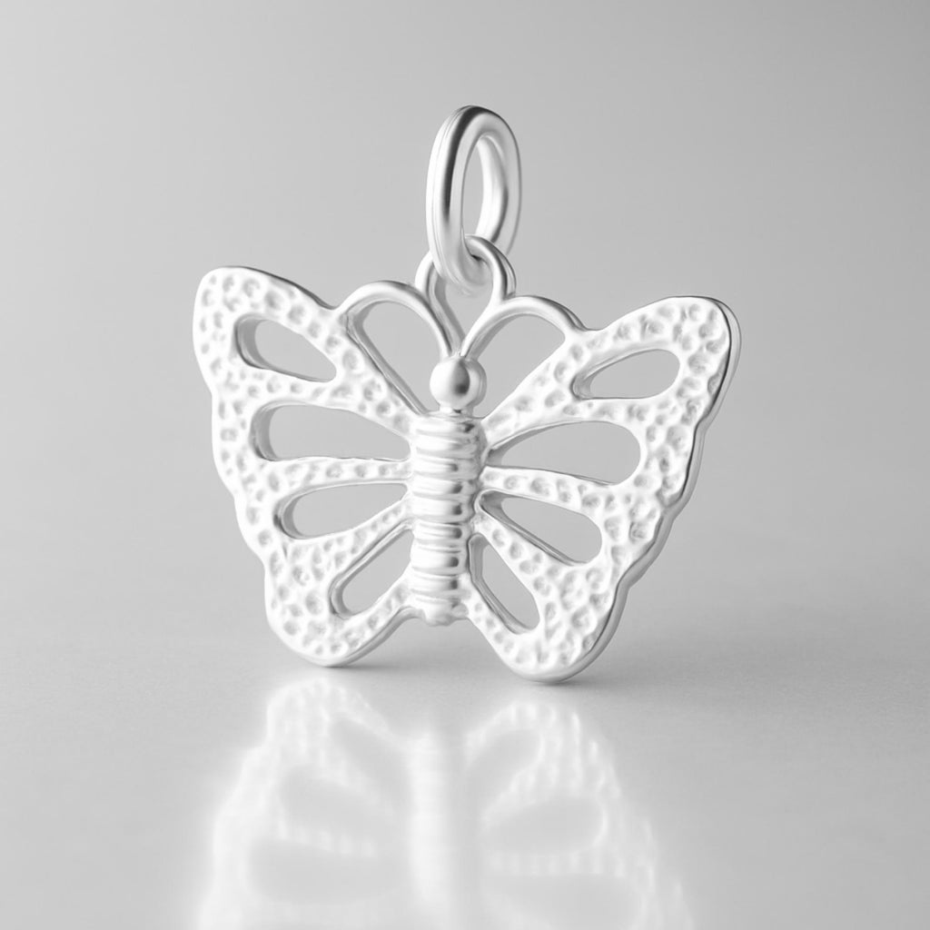 999 Pure Silver - Speckled Monarch Butterfly Charm