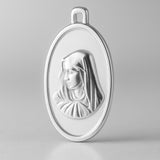 925 Sterling Silver - Oval Virgin Mary Amulet Charm