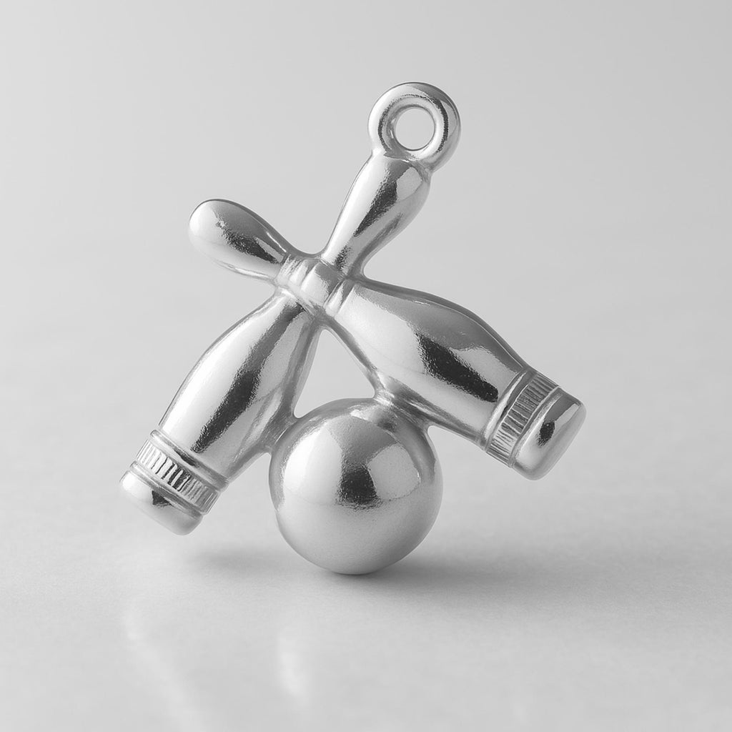 940 Argentium Silver - Bowling Ball and Pins Charm