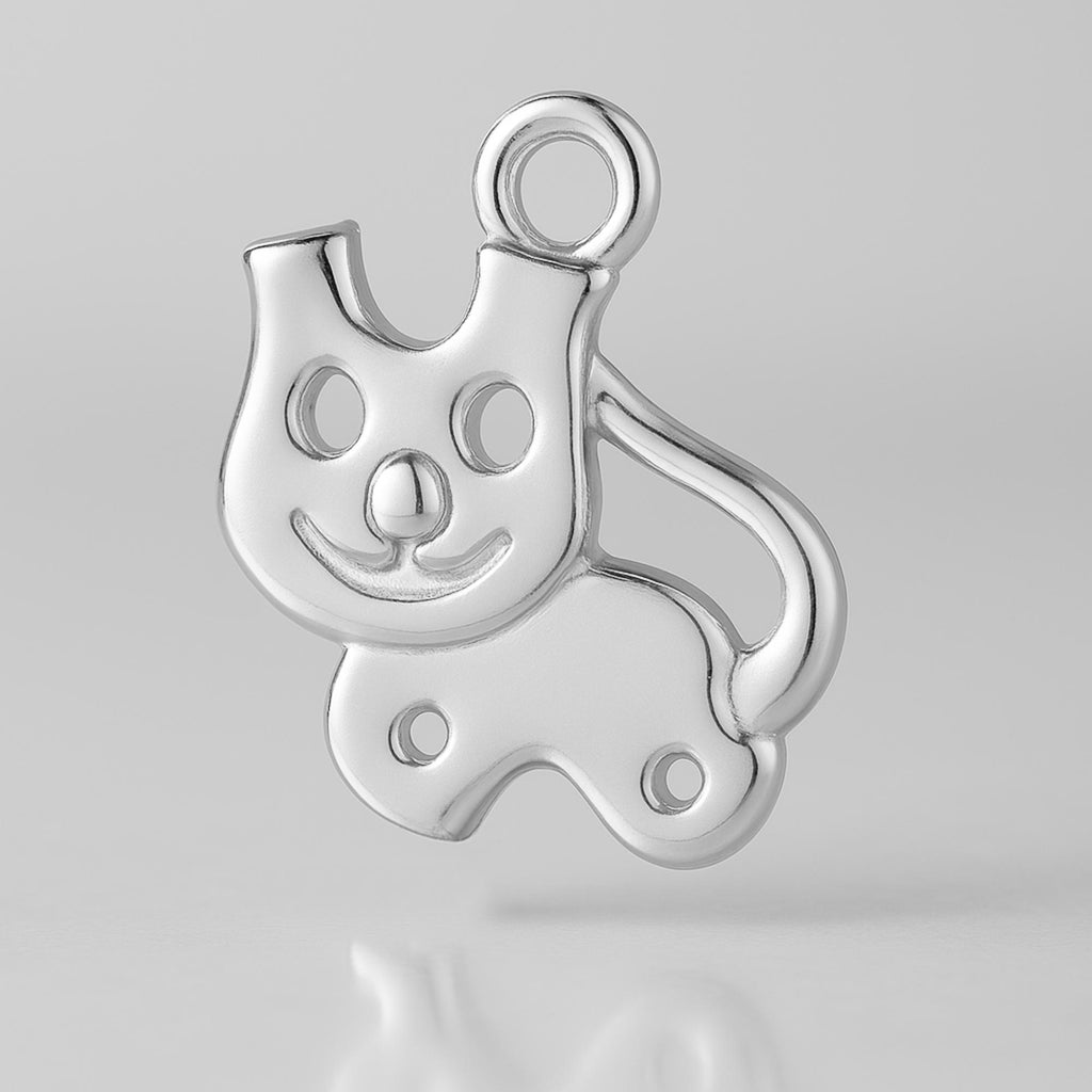 940 Argentium Silver - Cartoon Cat Charm