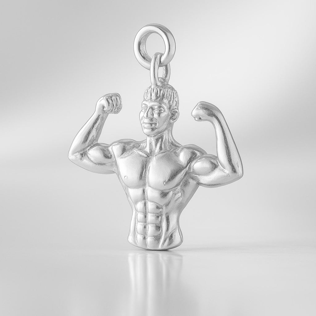 925 Sterling Silver - Bicep Flex Bodybuilder Charm