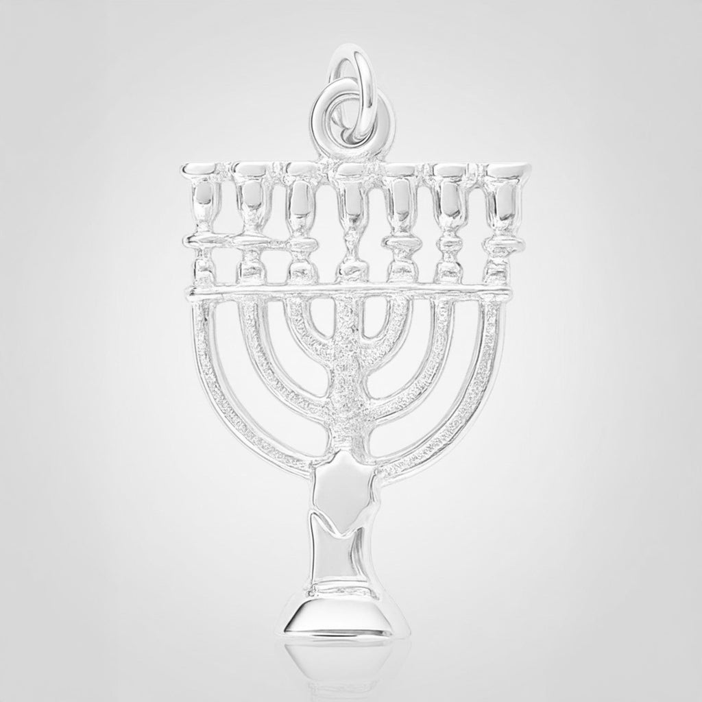 999 Pure Silver - Temple Menorah Charm
