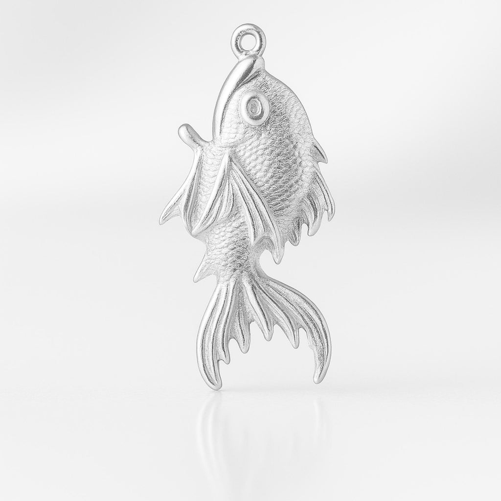 925 Sterling Silver - Leaping Koi Fish Charm