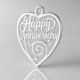 999 Pure Silver - Happy Anniversary Openwork Heart Charm