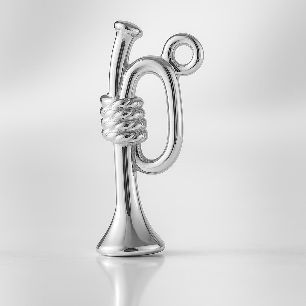 940 Argentium Silver - Roped Bugle Horn Charm