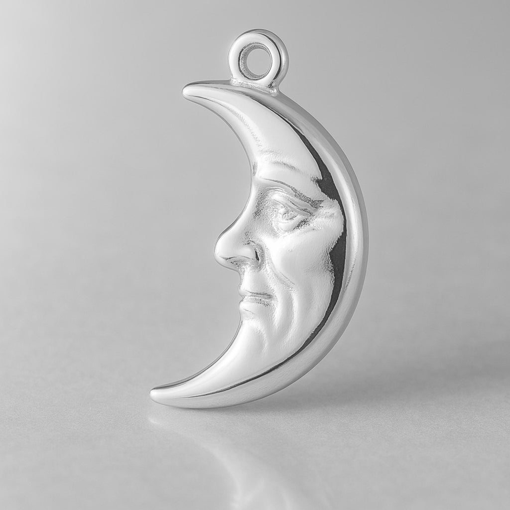 940 Argentium Silver - Sad Crescent Moon Charm