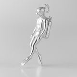 925 Sterling Silver - Swimming Scuba Diver Charm