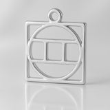 940 Argentium Silver - Gemini Zodiac Square Charm