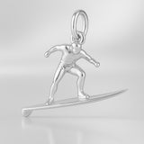 925 Sterling Silver - Longboard Surfer Charm