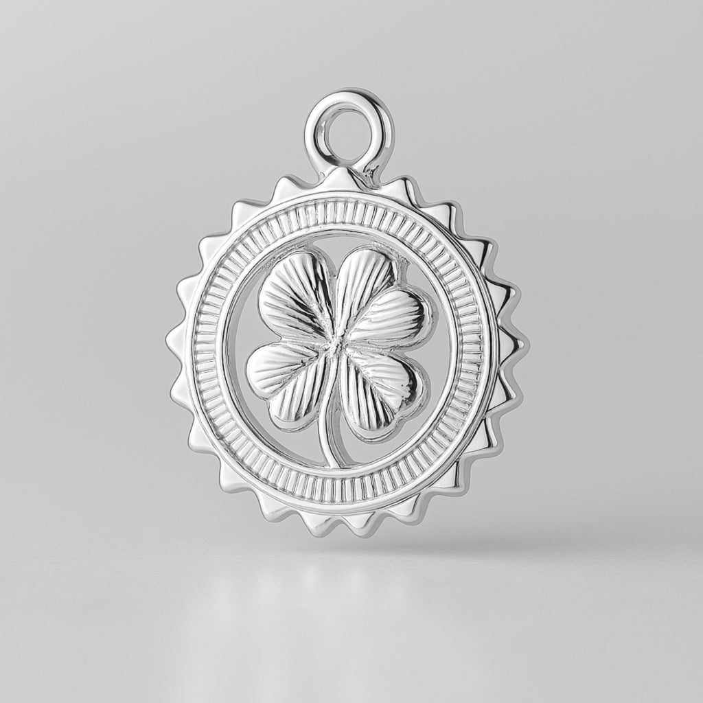 940 Argentium Silver - Four Leaf Clover Medallion Charm