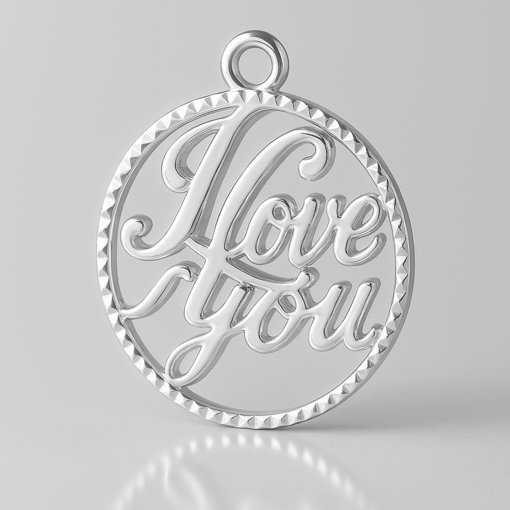 999 Pure Silver - I Love You Openwork Charm