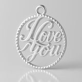 999 Pure Silver - I Love You Openwork Charm